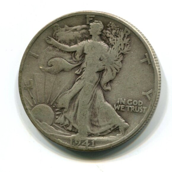 1941D USA Walking Liberty Half Dollar Coin (l6) - Picture 2 of 2